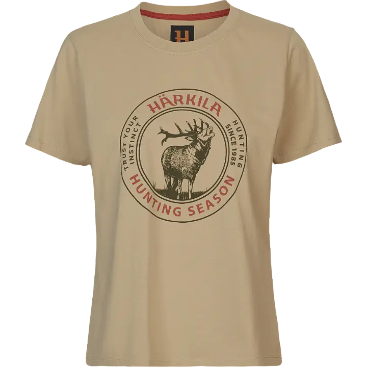 Harkila Stag Badge Ladies S/S T-Shirt - Sand