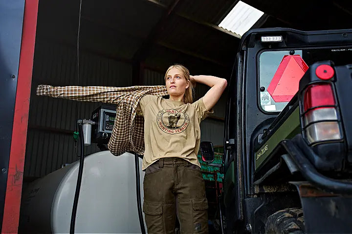 Harkila Stag Badge Ladies S/S T-Shirt - Sand