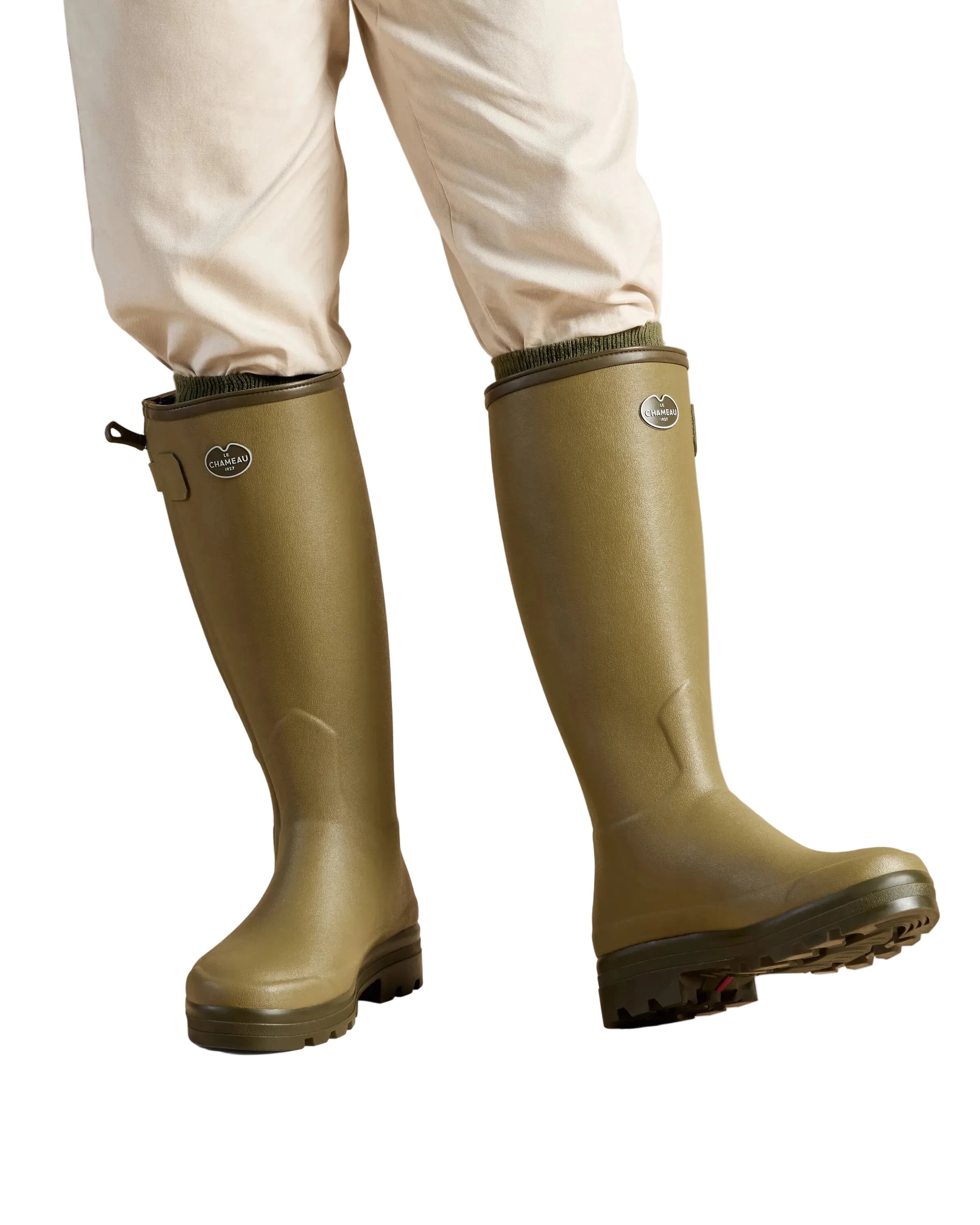 Le Chameau Men's Chasseur Neo Wellington Boots - Vert Vierzon (Black Neoprene)