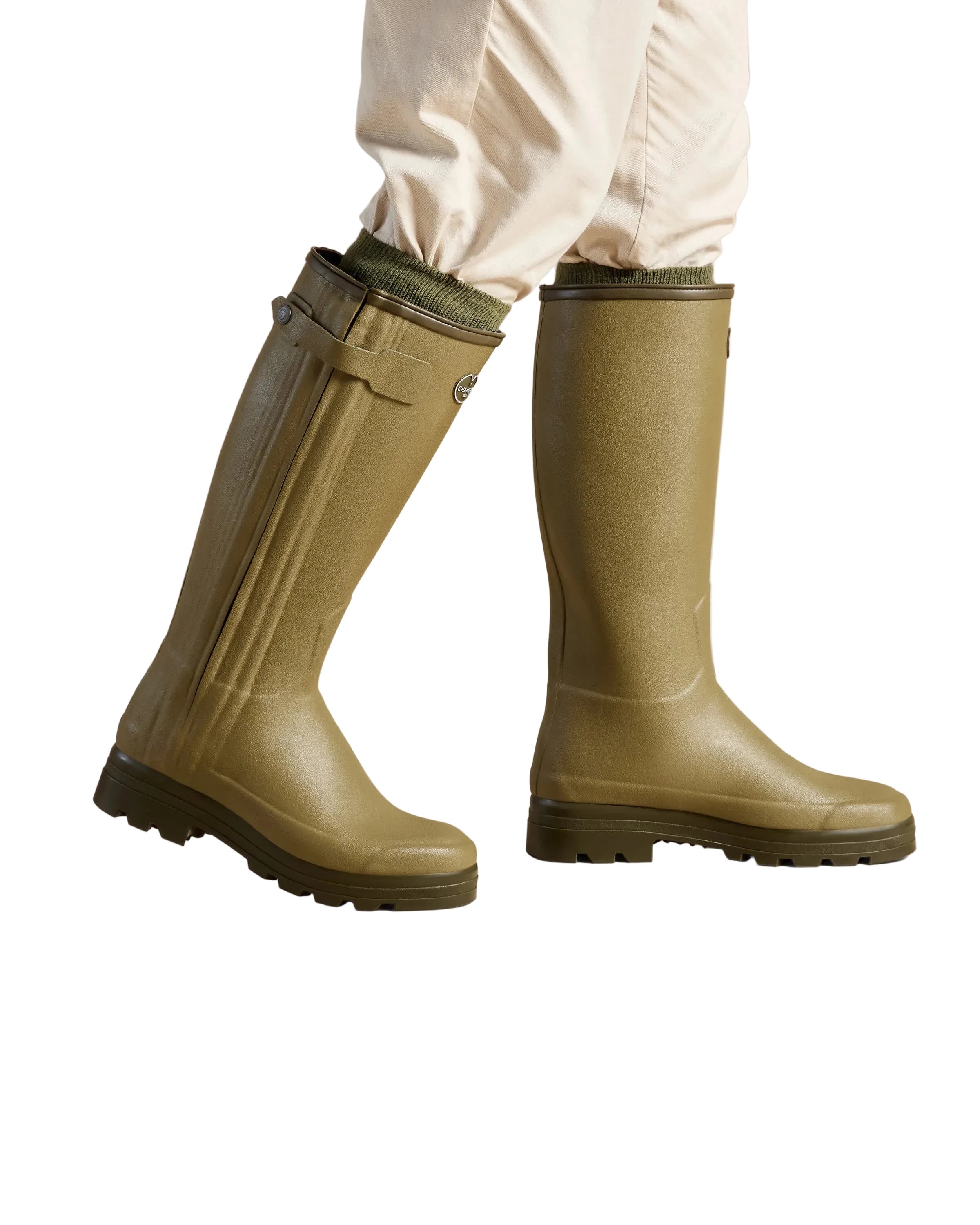 Le Chameau Men's Chasseur Neo Wellington Boots - Vert Vierzon (Black Neoprene)