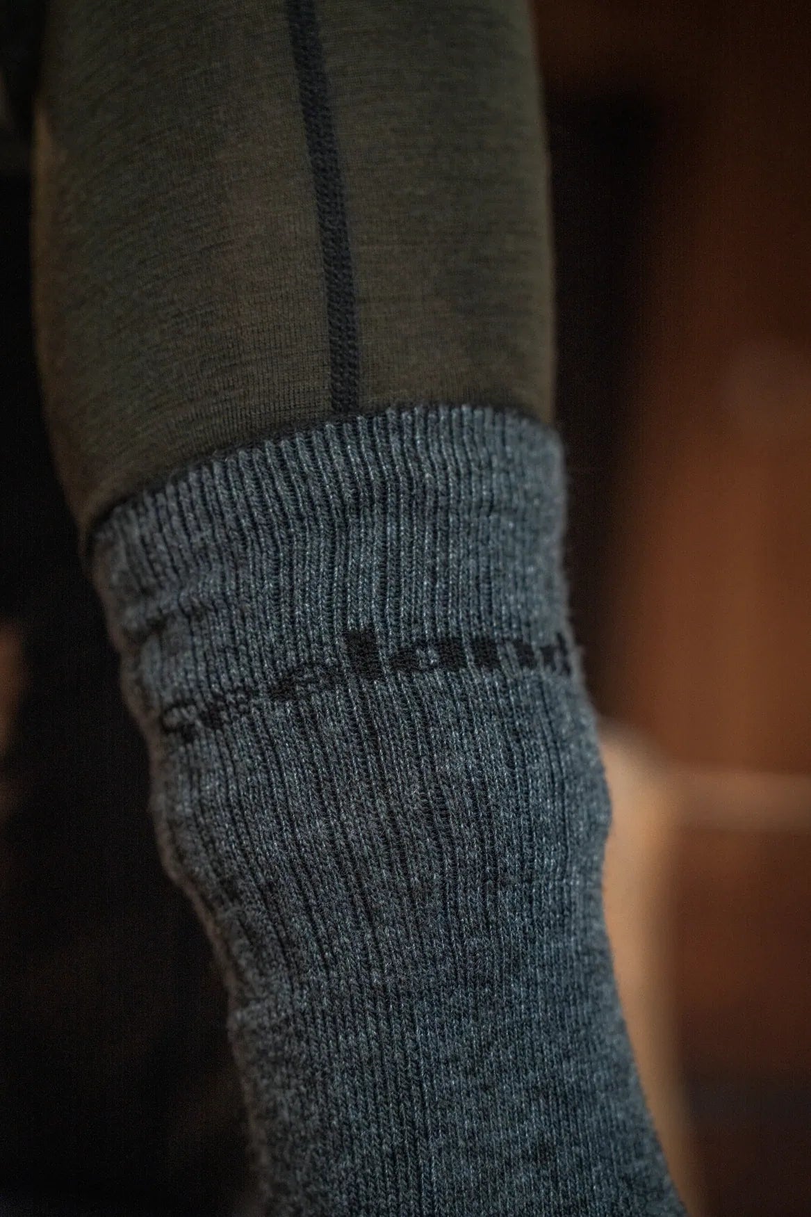 Seeland Field Heavy Merino Sock - Grey Melange/Black