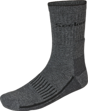 Seeland Field Heavy Merino Sock - Grey Melange/Black
