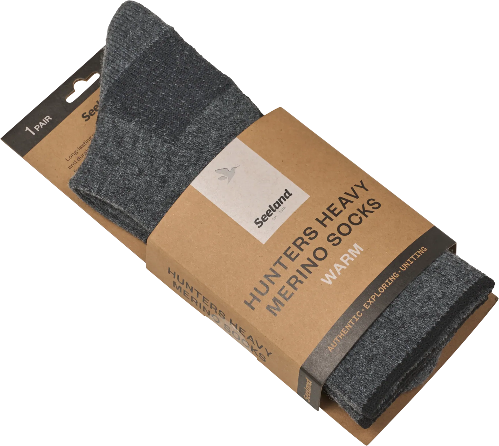 Seeland Field Heavy Merino Sock - Grey Melange/Black