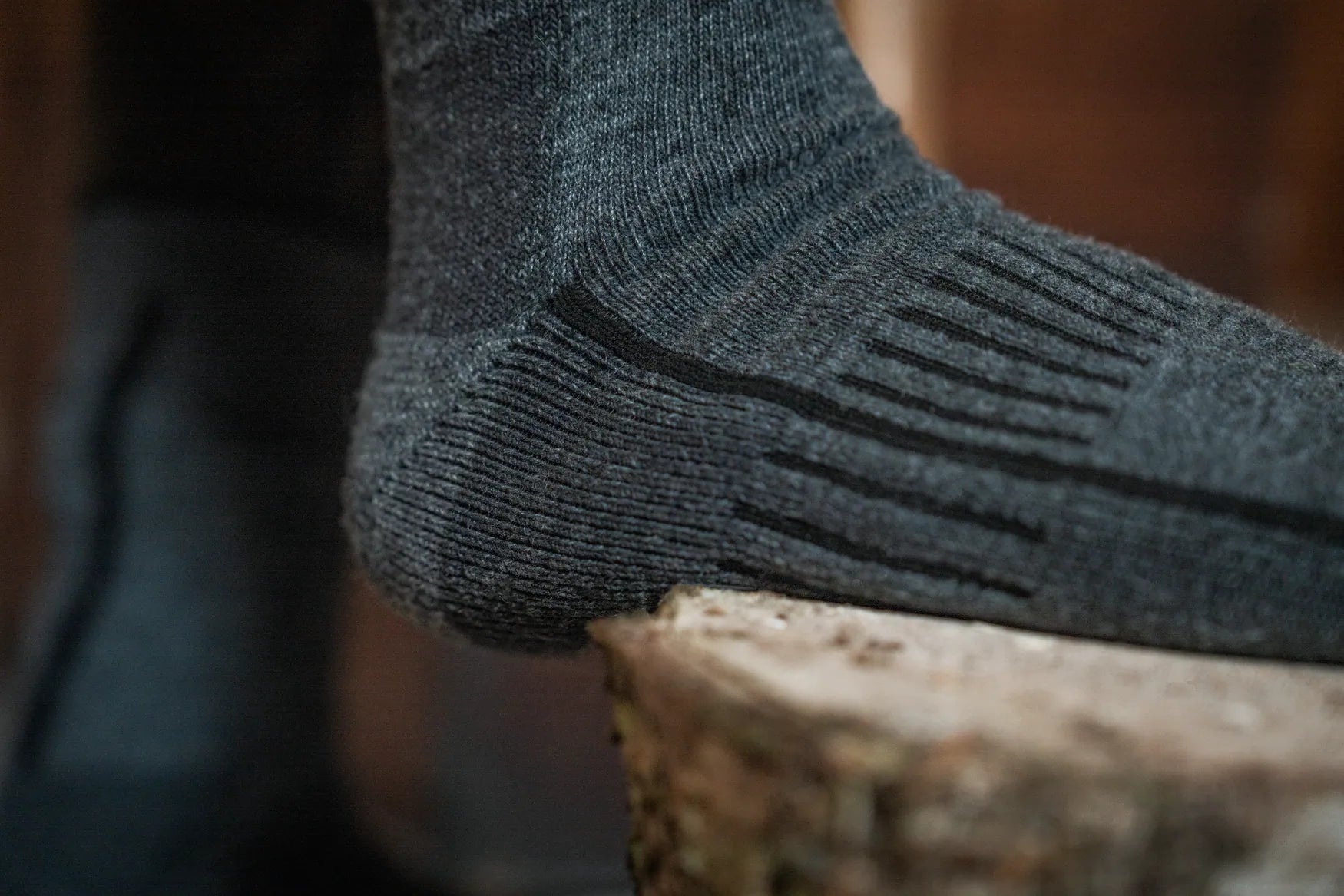 Seeland Field Heavy Merino Sock - Grey Melange/Black