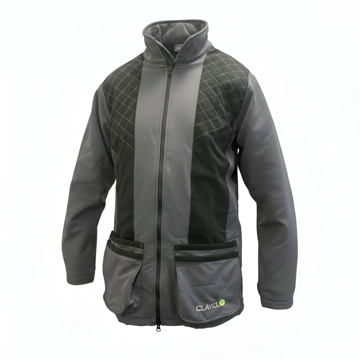 Clayclo Men's Softshell Jacket - Grey/Black Suede with Lime Green