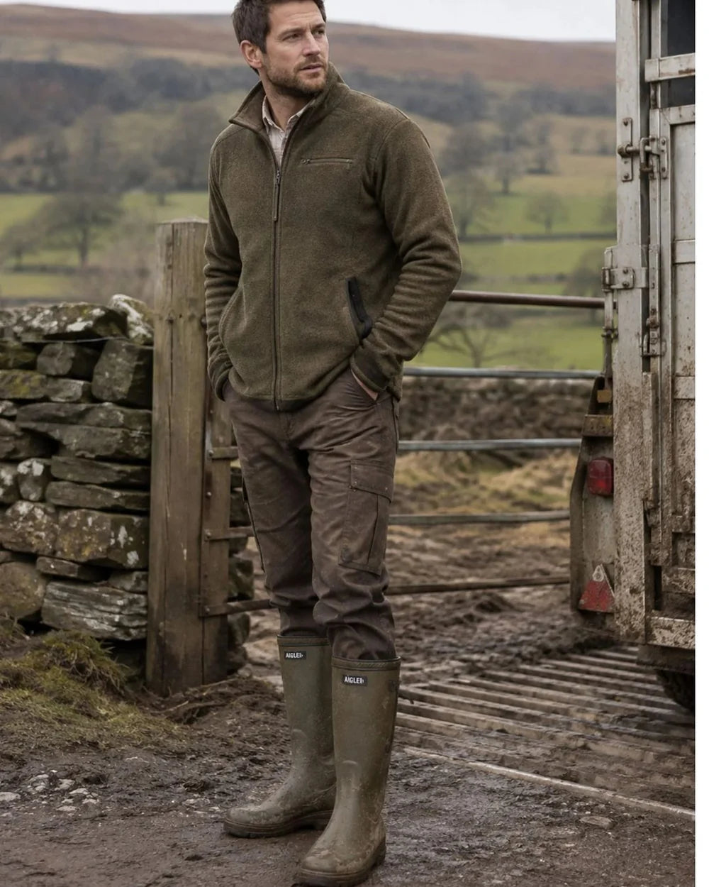 Aigle Parcours 3 Wellington Boots with Neomesh Lining - Vert Olive