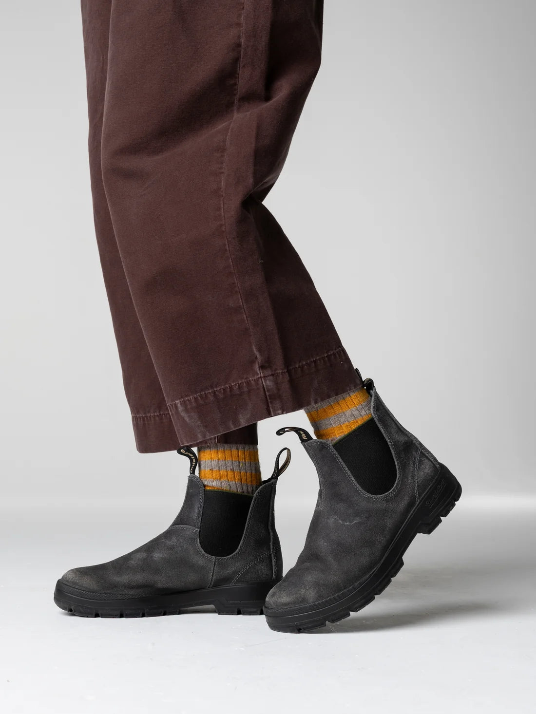 Blundstone X Finisterre Boot - Steel Grey Leather with Olive Elastic