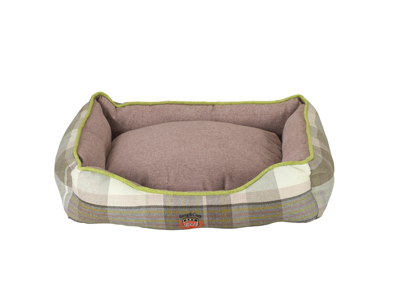 Snug & Cosy Green Check Dog Bed - XL