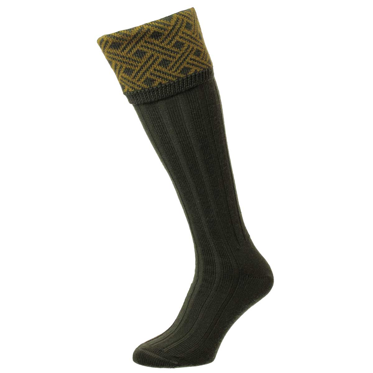 Bisley Langton Lattice Shooting Socks - Dark Olive