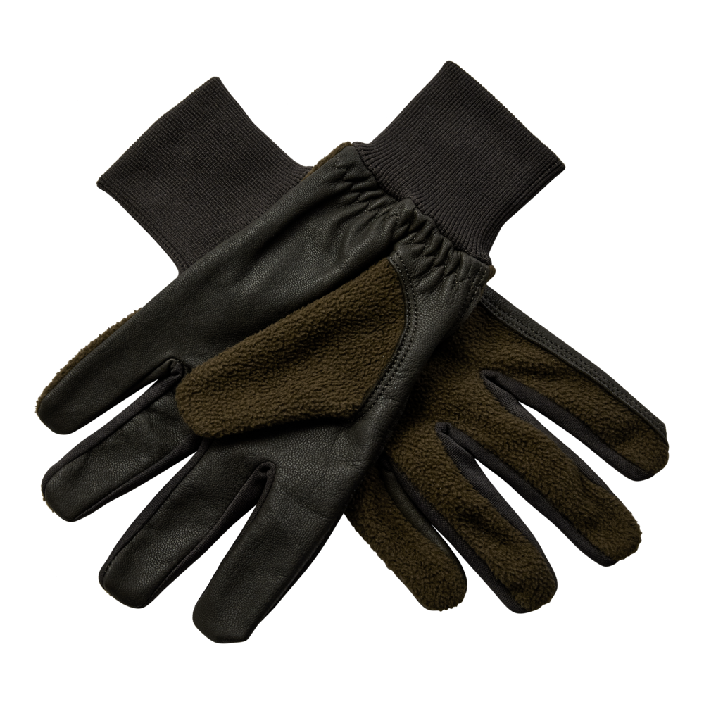 Deerhunter Fleece Gloves with Leather - Art Green