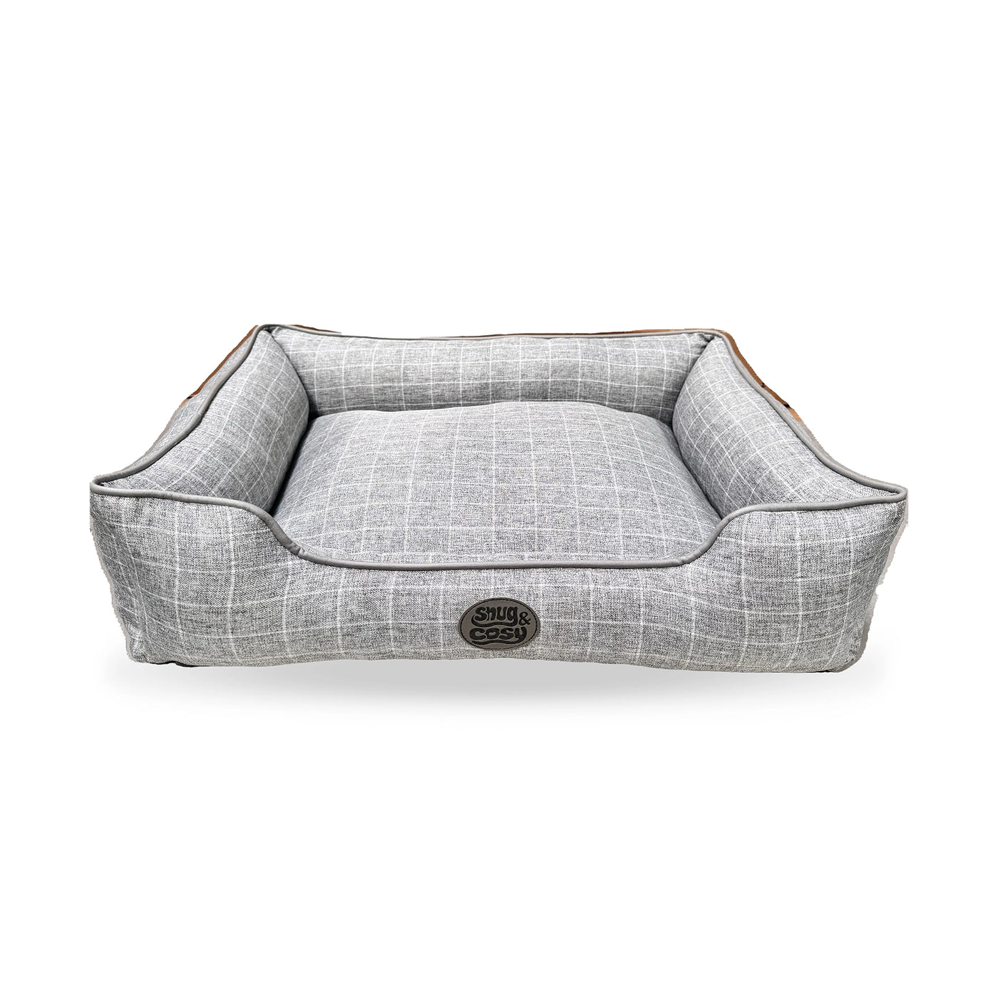 Snug & Cosy Grey Square Check Dog Bed - XL