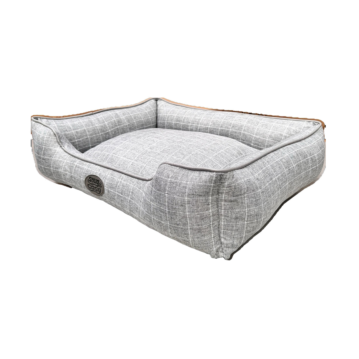 Snug & Cosy Grey Square Check Dog Bed - XL