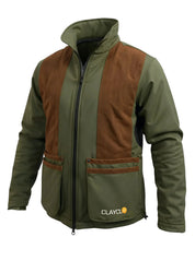 Clayclo Men's Softshell Jacket - Olive Green/Brown Suede