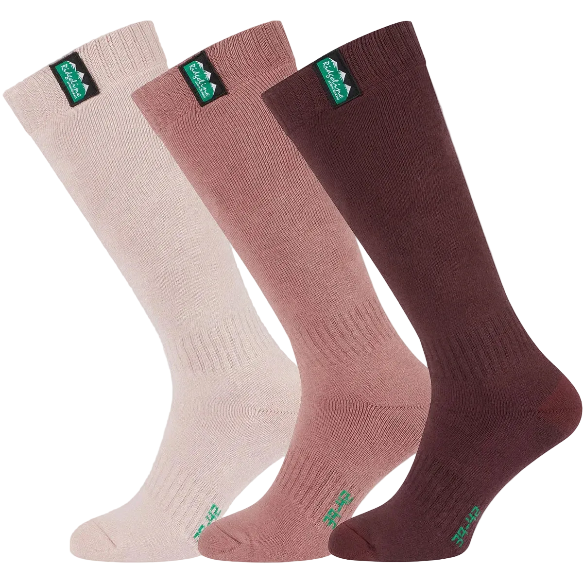 Ridgeline Cotton Work Socks Full Length 3 Pack - Oxblood