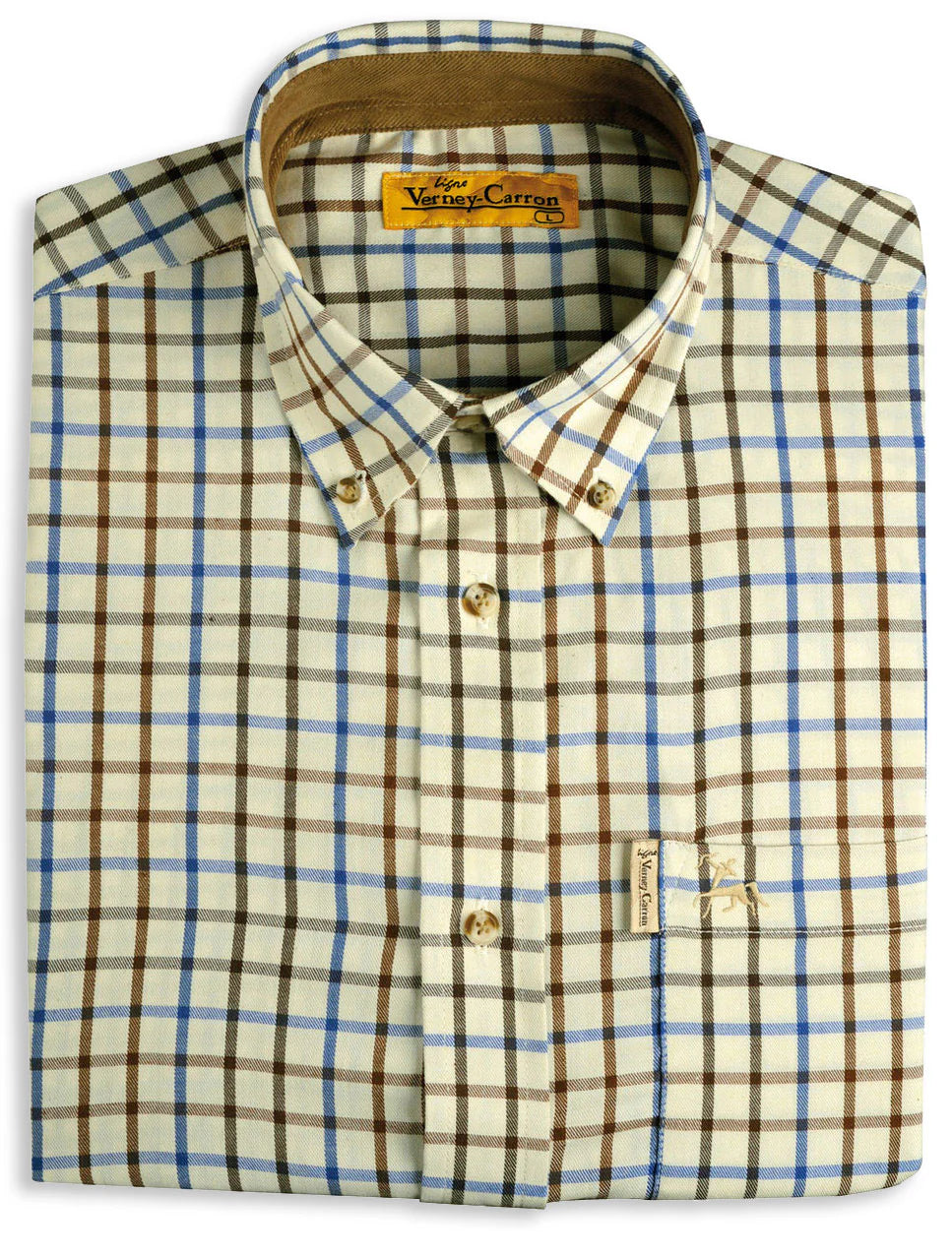 Verney Carron Villemy Shirt - Blue Brown Check