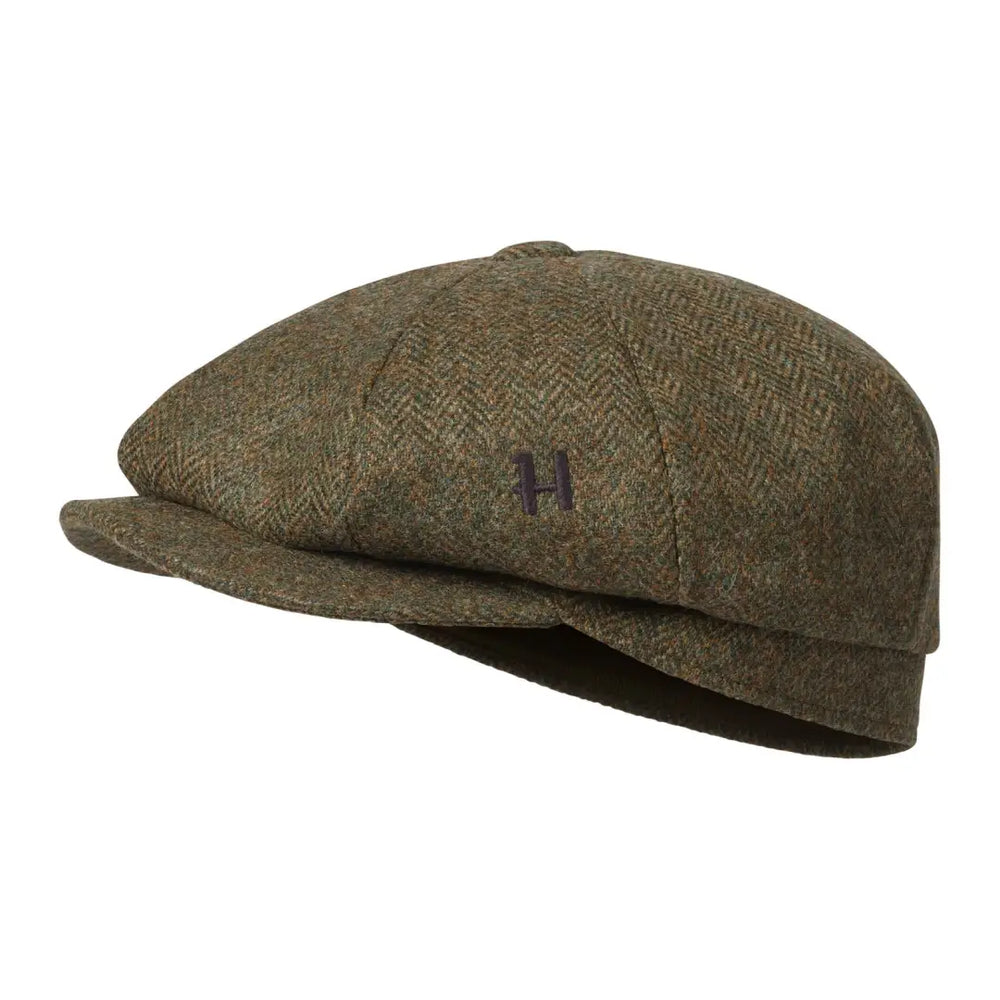 Harkila Kenmore Classic Baker Boy Cap - Forest Green/Herringbone