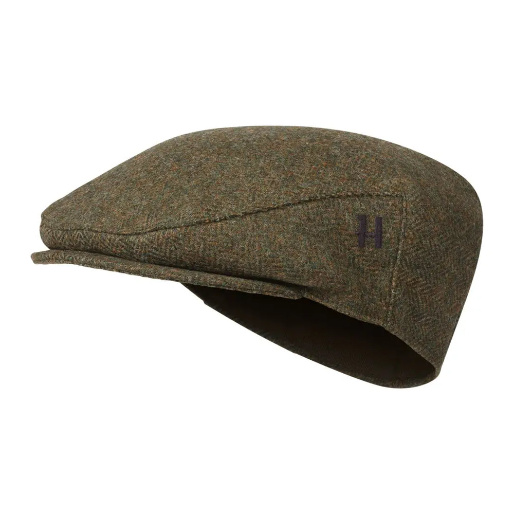 Harkila Kenmore Classic Flat Cap - Forest Green/Herringbone