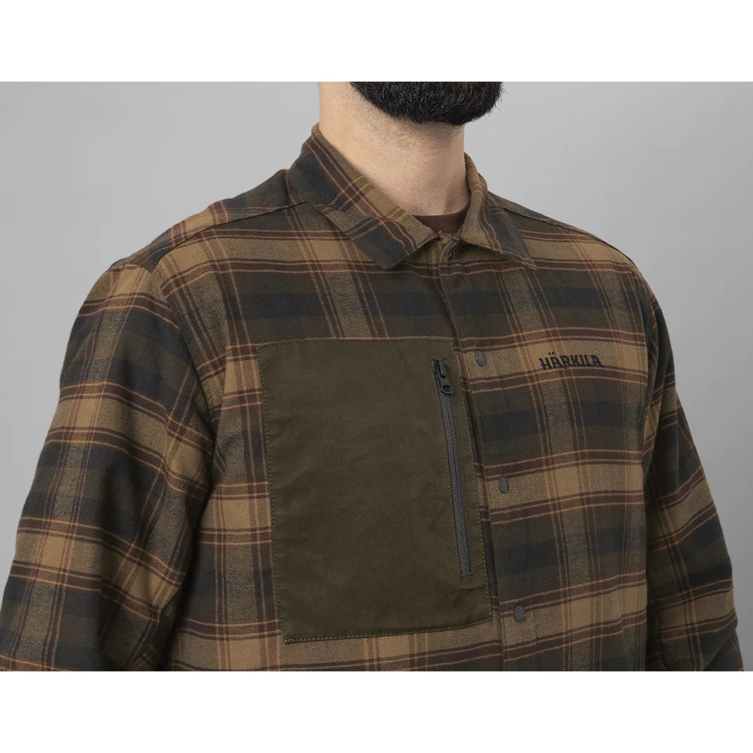 Harkila Eirik Reversible Shirt Jacket - Dark Warm Olive/Burgundy